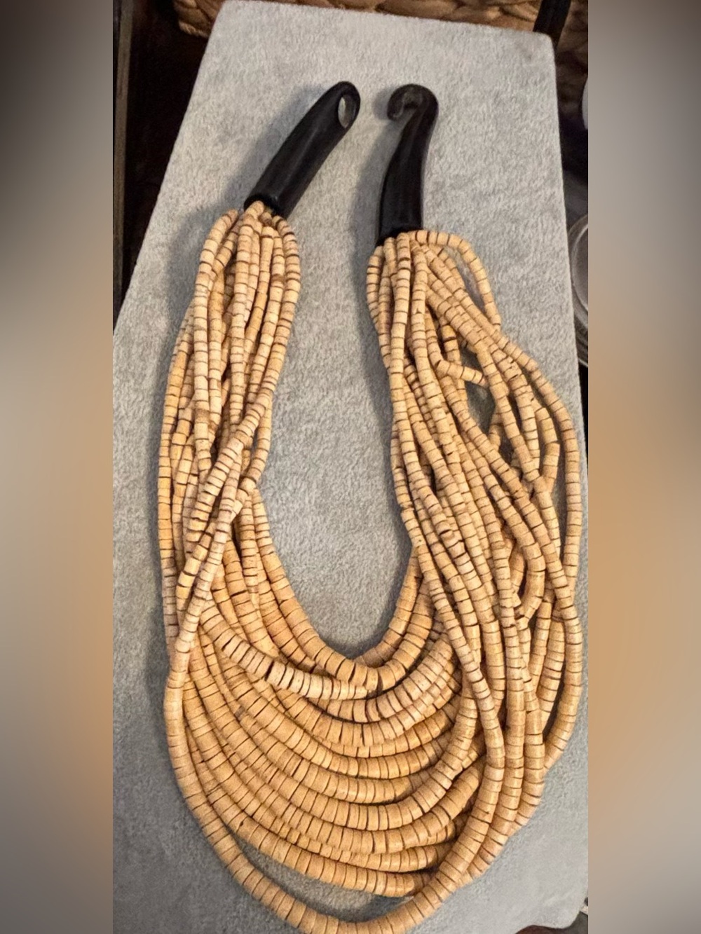 Handcrafted Multi-Strand Natural Bead Necklace - Cream